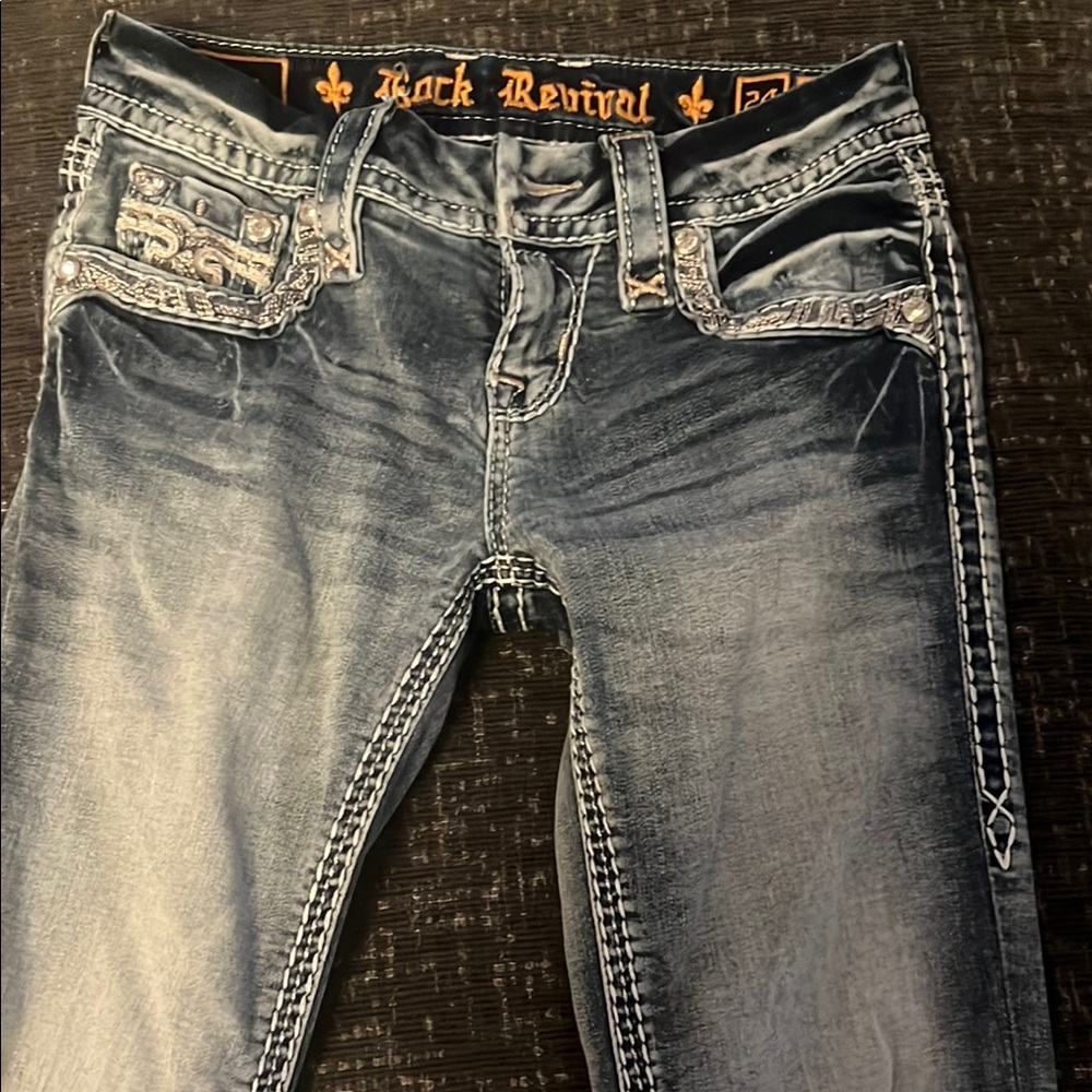 Rock Revival Women's Skinny Jeans - Black and Gray